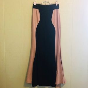 Fit-n-Flare Black and Tan Maxi Skirt